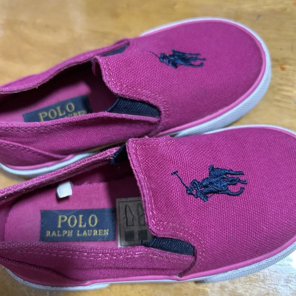 Ralph Lauren Girls Pink Canvas Slip-On Sneakers (Size US 7.5 Toddler)